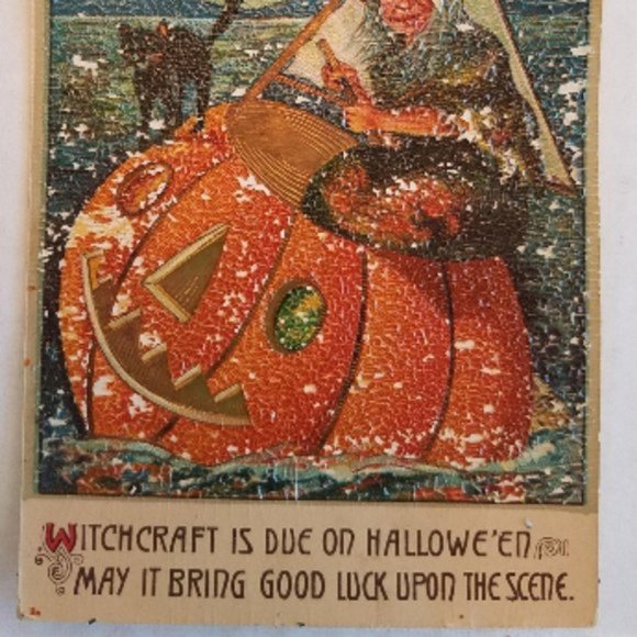HALLOWEEN POSTCARD 1910 Vintage Made In Germany Wi - Picture 4 of 9
